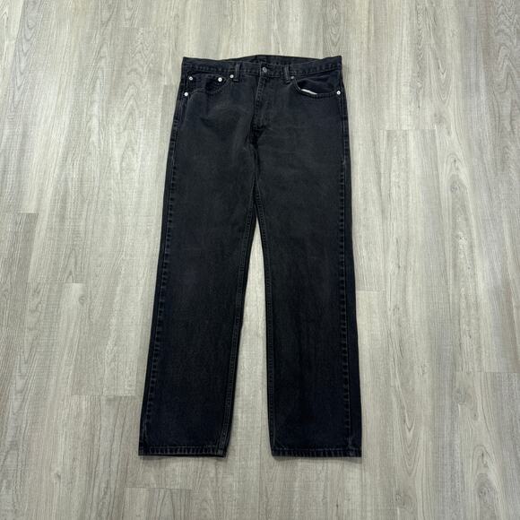 Levis 505 Regular Fit Jeans Mens 36x32 Black Zip Fly Denim Western Cowboy Rodeo - Picture 1 of 11